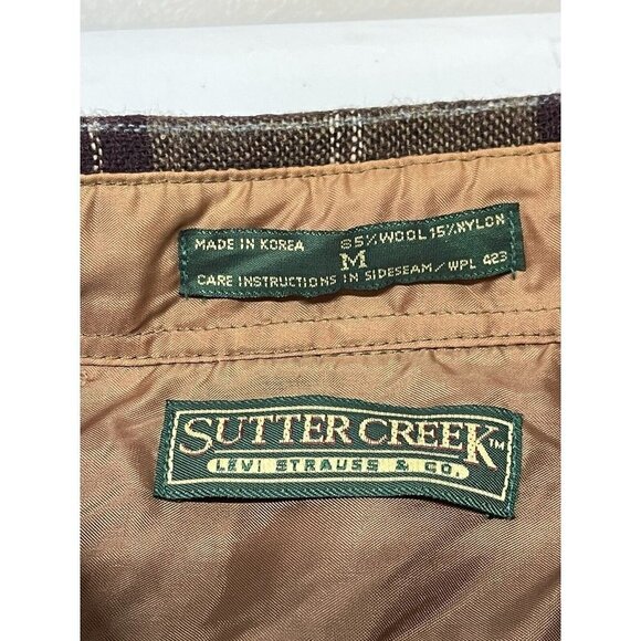 Levis Sutter Creek Shirt Mens M Brown Plaid Button Up Long Sleeve Wool Blend - Picture 6 of 7